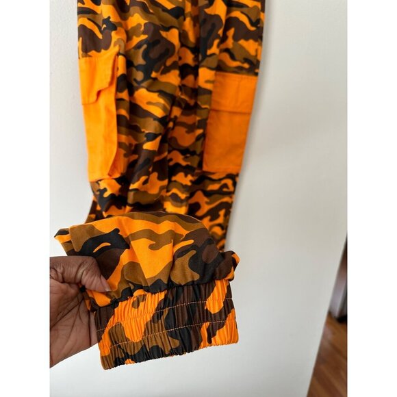 Hera Collections Orange & Brown Camo Cargo Jogger Pants With Pockets - Unisex S - Picture 5 of 16